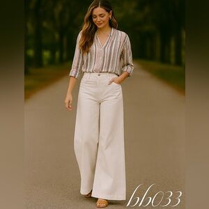 Derek Lam 10 Crosby High Rise| Super Wide Leg White Denim Pants – Size 26